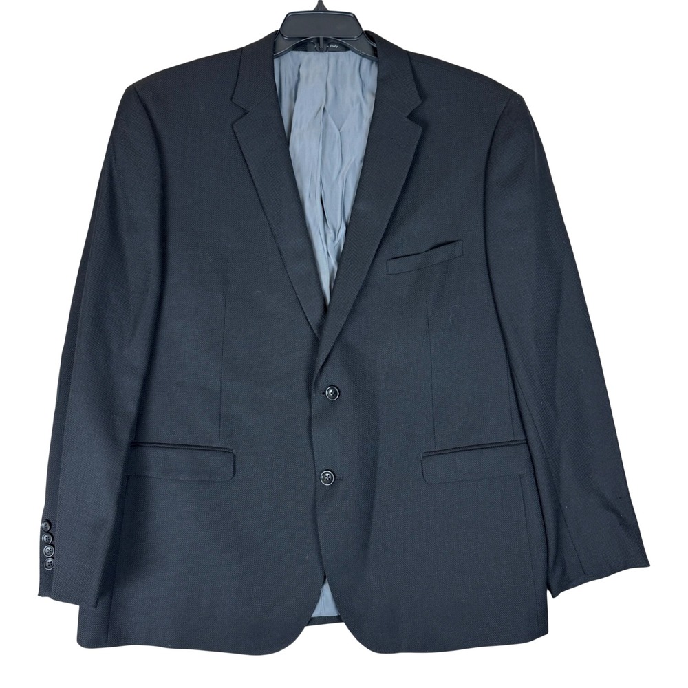 Tiglio Luxe Sport Coat 50R Italian Wool Elbow Patch Black Blazer FJ2209/5